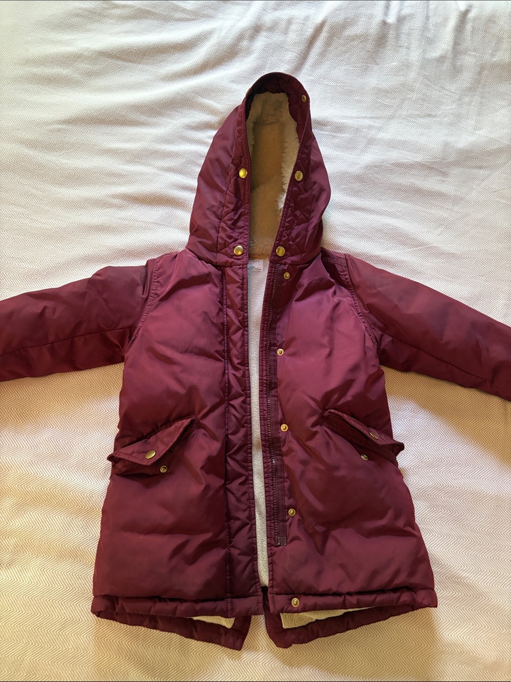 Crewcuts Girls Hooded Puffer Jacket - Burgundy